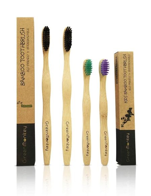 8. Green Monkey Bamboo Toothbrushes Family Pack 1