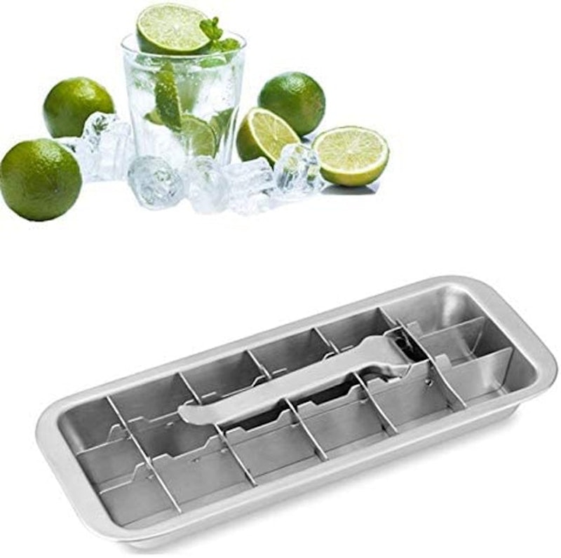 ecozoi Stainless Steel Metal Ice Cube Tray with Easy Release Handle