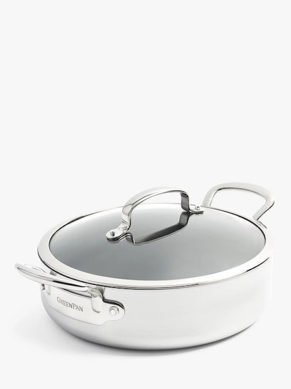Barcelona Evershine Stainless Steel Shallow Casserole & Lid 1