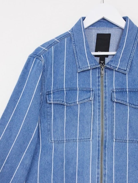 Denim Shacket in Fine Stripe 3