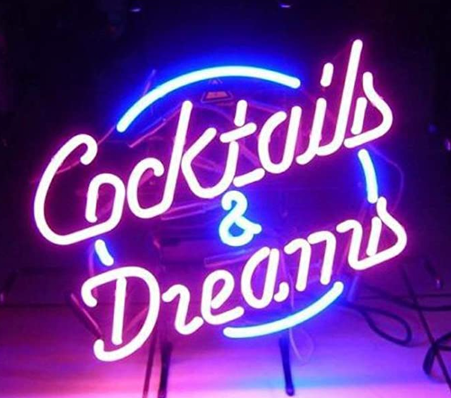 Cocktails and Dreams Glass Neon Light Sign 1