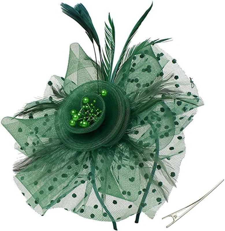 Mesh Feather Fascinator Flower Hair Clip 2