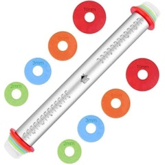 Adjustable Non Stick Rolling Pin With Thickness Rings