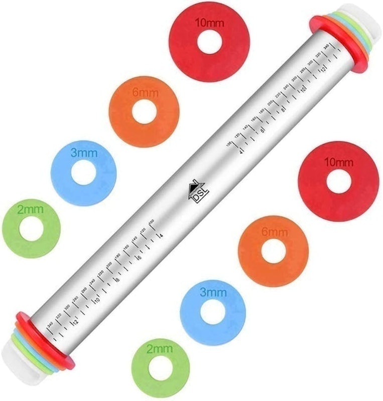 Adjustable Non Stick Rolling Pin With Thickness Rings 1