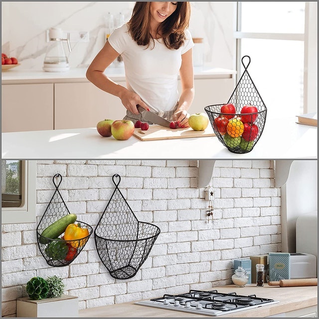 Set of Two Black Metal Fruit Baskets 2