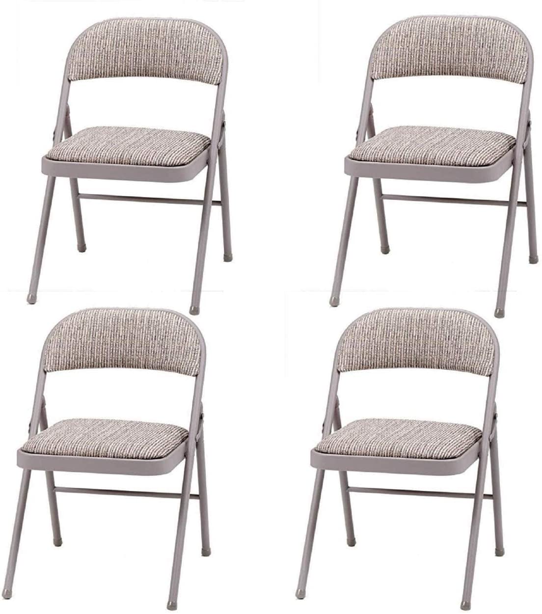 Deluxe Grey Beige Fabric Cushioned Folding Chair 1