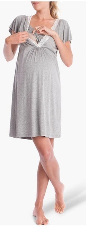 Maternity Meadow Nightdress, Grey 1