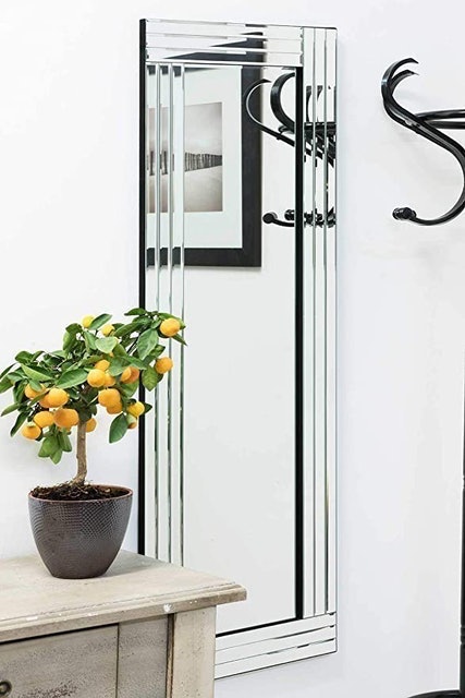 Full Length Silver Glass Framed Bevelled Wall Mirror 3