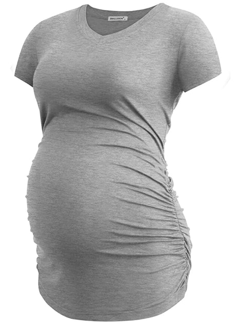 8. Isabella Oliver Maternity Yoga Top in Ash Grey 1