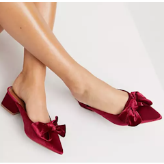 Wide Fit Summer Bow Mid Heeled Mules