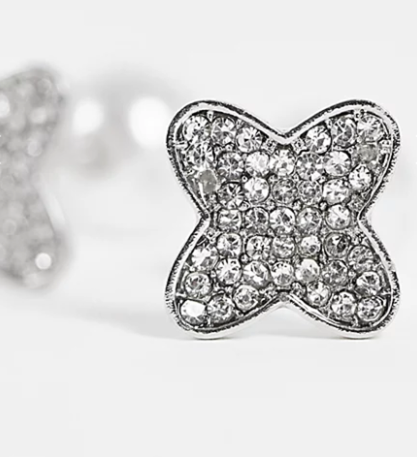 Cufflinks With Diamante and Faux Pearl 1