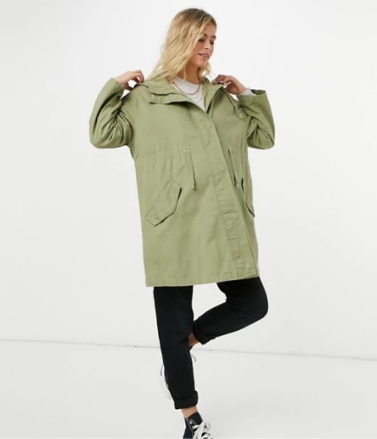 Maternity Lightweight Parka In Sage 1