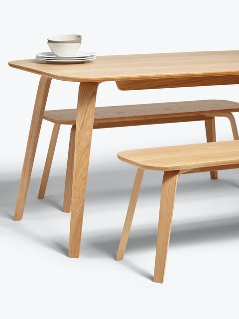 Anton 8 Seater Oak Dining Table and 3 Seater Benches 2