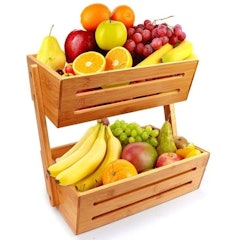 2-Tier Bamboo Countertop Fruit Basket