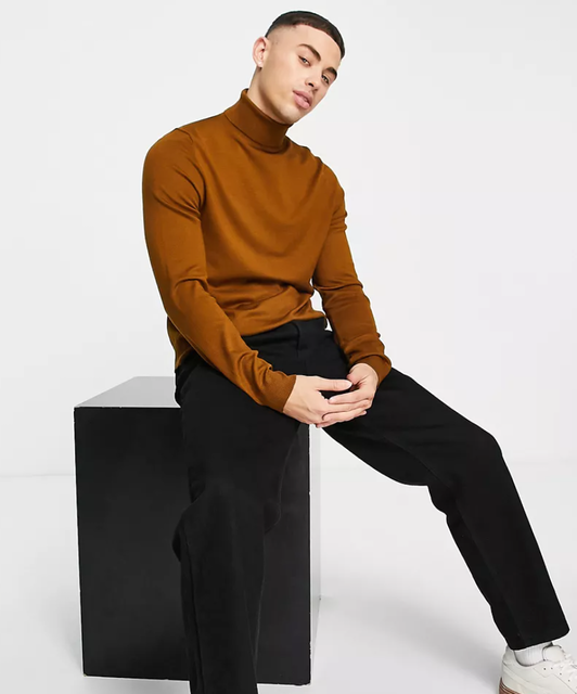 Roll Neck Jumper in Tan 2