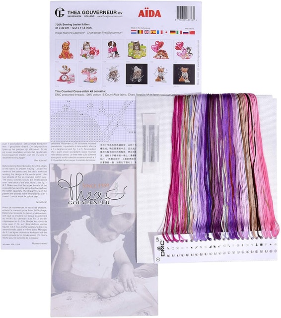 Sewing Basket Kitten Embroidery Kit 2