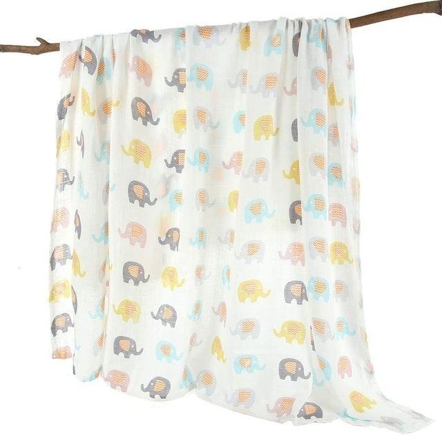 Dinosaur & Elephant Muslin Swaddle  2