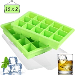  LessMo Ice Cube Tray with Lid 2 Pack, Silicone Ice