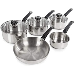Induction Frying Pan and Saucepan Set With Lids