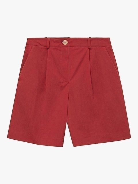 Cotton Blend Pleated Bermuda Shorts 4