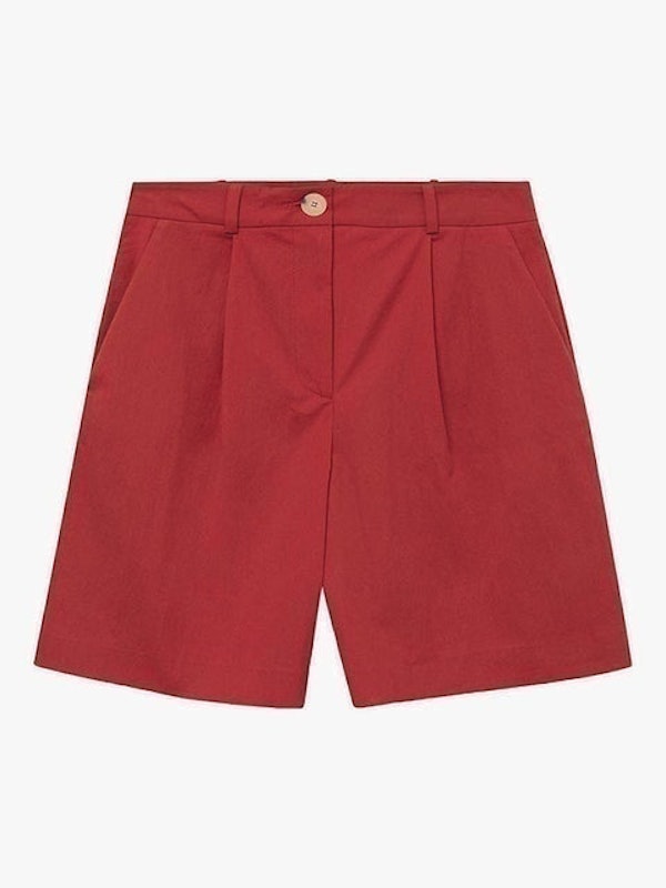 Cotton Blend Pleated Bermuda Shorts 4