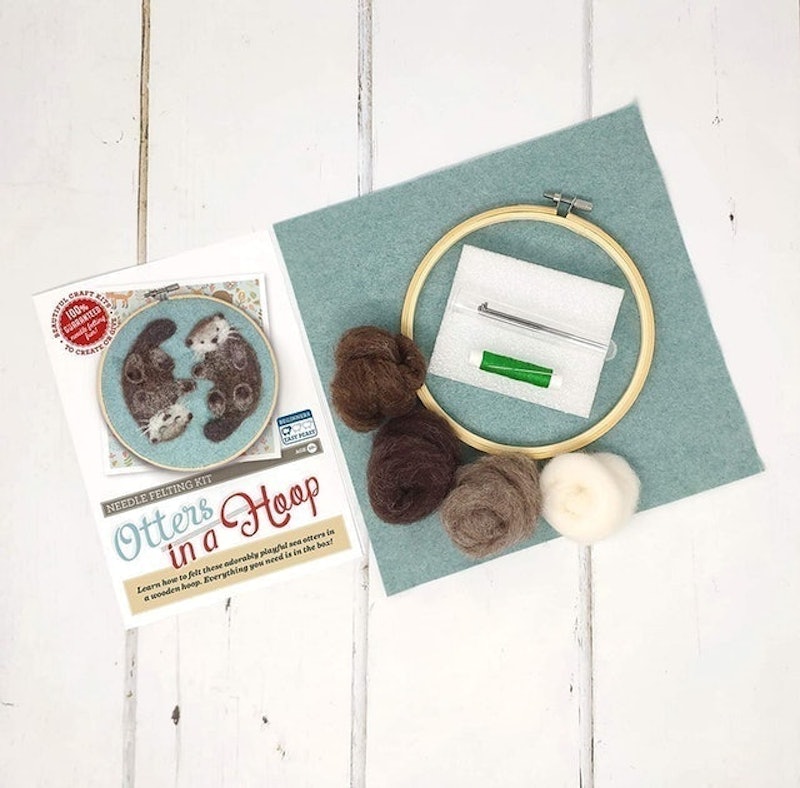 Otters in A Hoop Needle Felting Kit 3