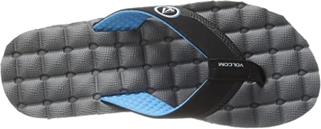 6. Volcom Men’s Recliner Flip Flops, Black/Blue 2