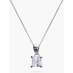 Princess Solitaire Cubic Zirconia Pendant Necklace