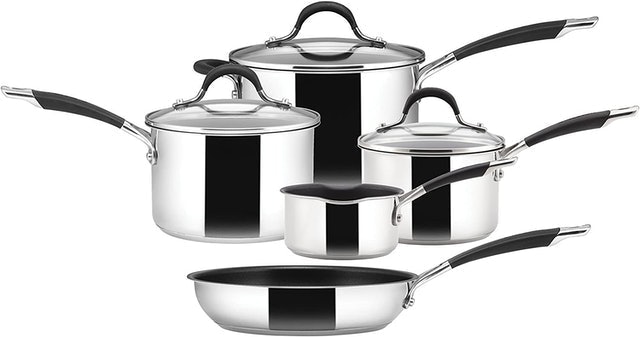 Stainless Steel 5-Piece Saucepan and Frying Pan Set 1