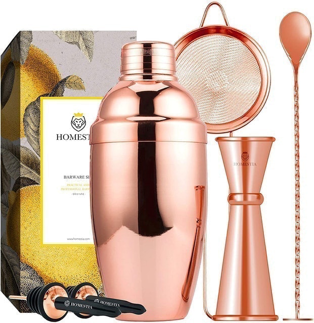 Rose Gold Stainless Steel Cocktail Shaker Set 1