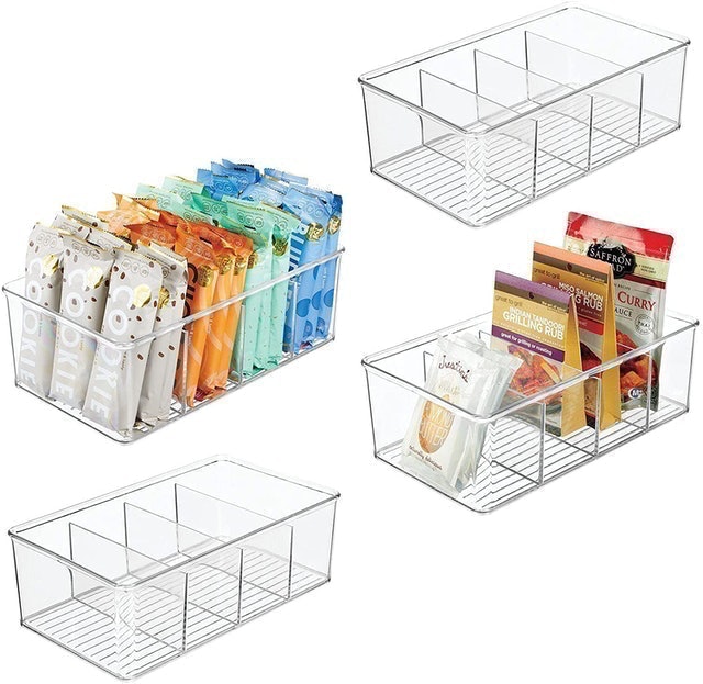 4 Section Kitchen Pantry Food Storage Organiser Bin (Pack of 4) 2