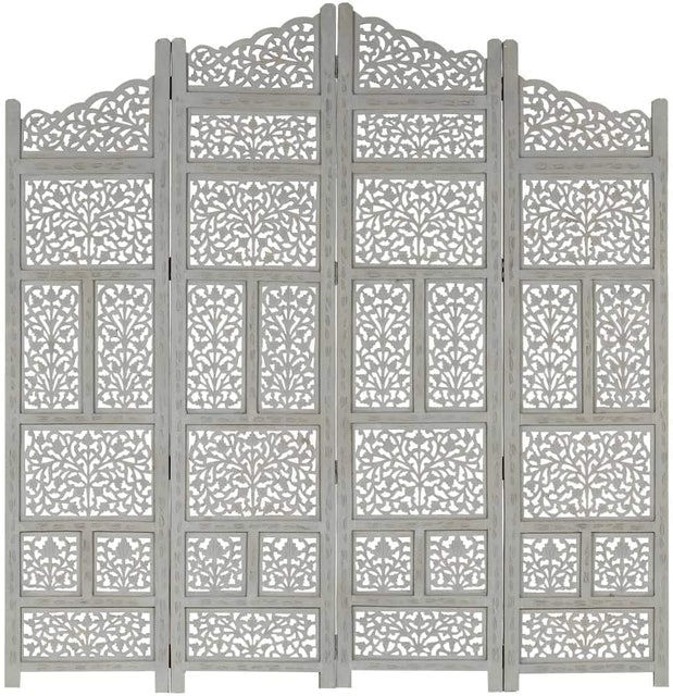 4-Panel Solid Mango Wood Room Divider 2