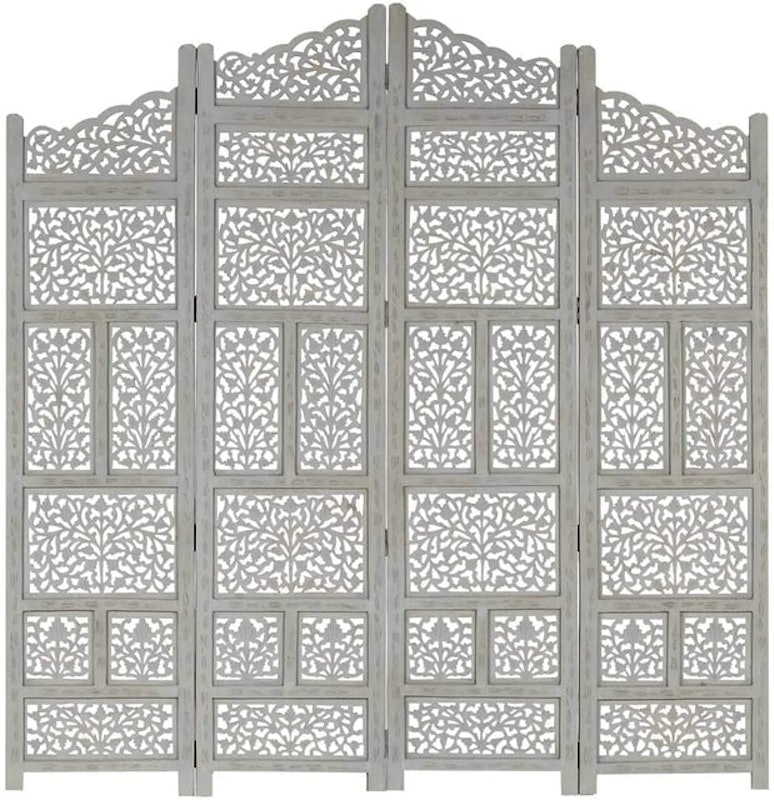4-Panel Solid Mango Wood Room Divider 2