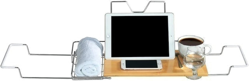 Stainless Steel and Bamboo Bathtub Caddy 2