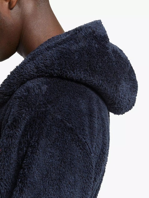 Navy High Pile Hooded Robe 2