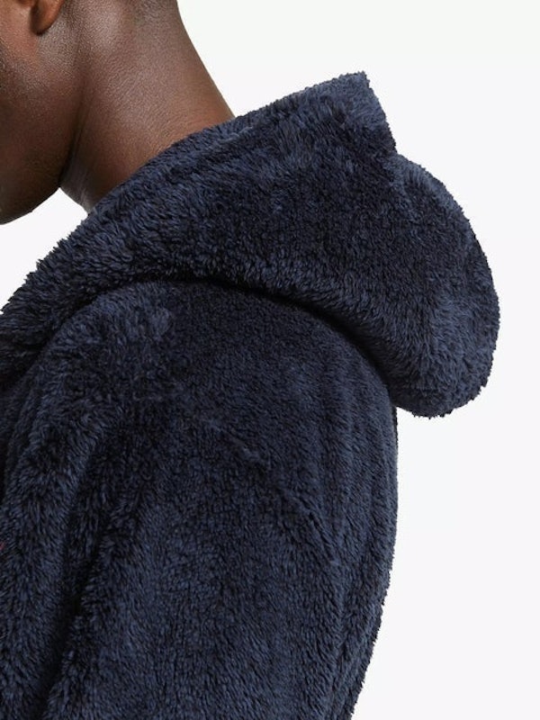Navy High Pile Hooded Robe 2