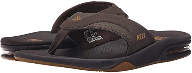 1. Reef Men’s Fanning Flip Flops, Brown Gum 2