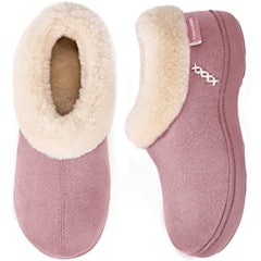 Suede Fuzzy Plush Lined Slippers