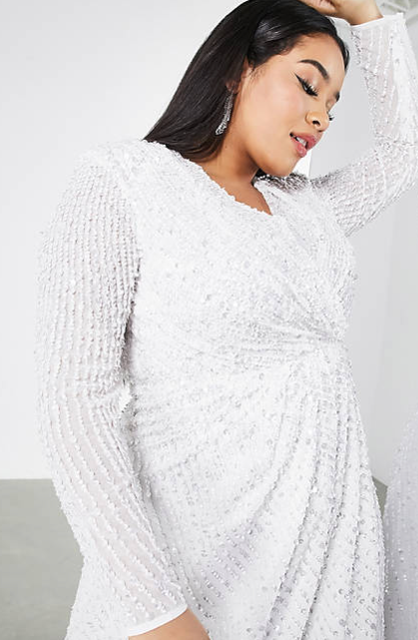 Nola Pleated Plunge Wrap Wedding Dress 2
