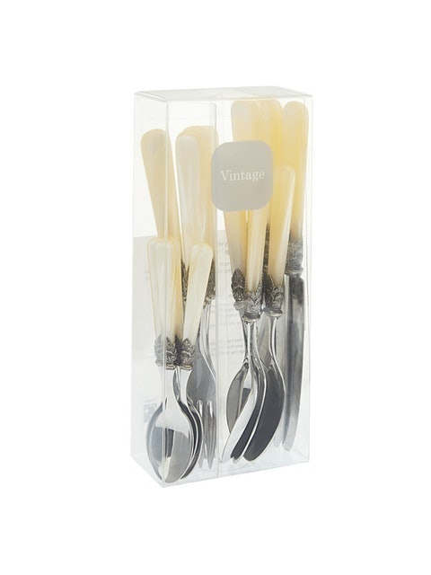16-Piece Vintage Ivory Cutlery Set  3