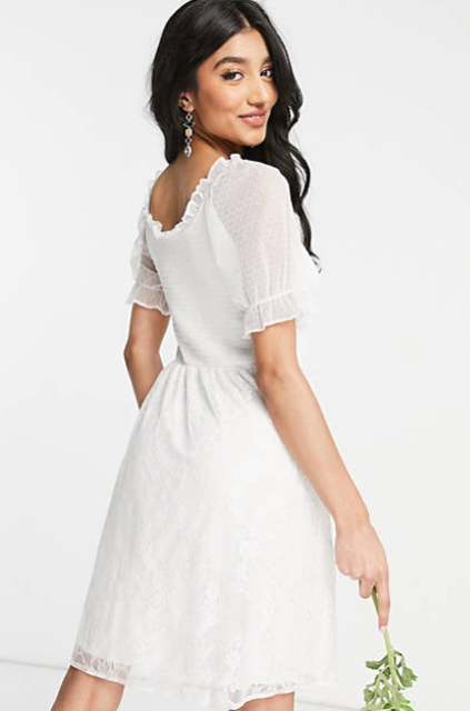 Bridal Mini Dress With Shirred Top 2