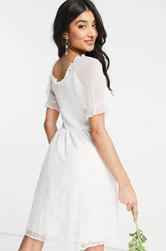 Bridal Mini Dress With Shirred Top 2