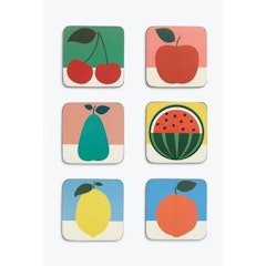 Cork Backed Fruit Design Coasters