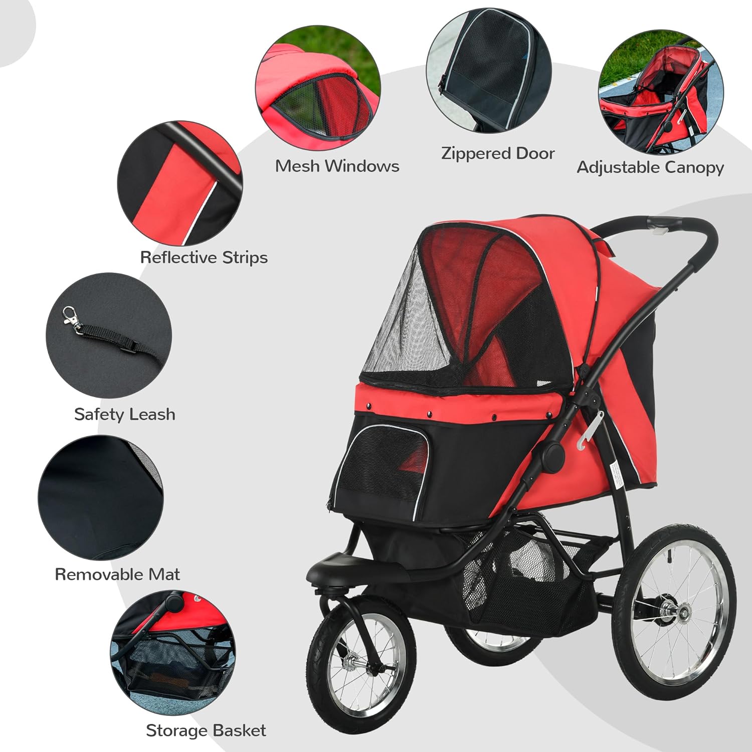Pet Stroller Jogger for Medium, Small Dogs 5