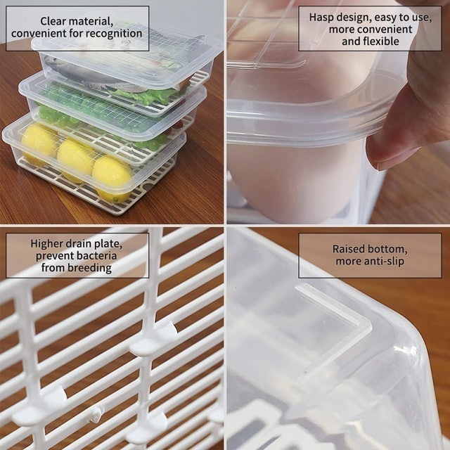 Stackable Food Storage Containers with Drain Plates and Lids 5