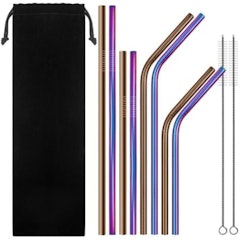 3. Senhai Stainless Steel Straws 8 Pack