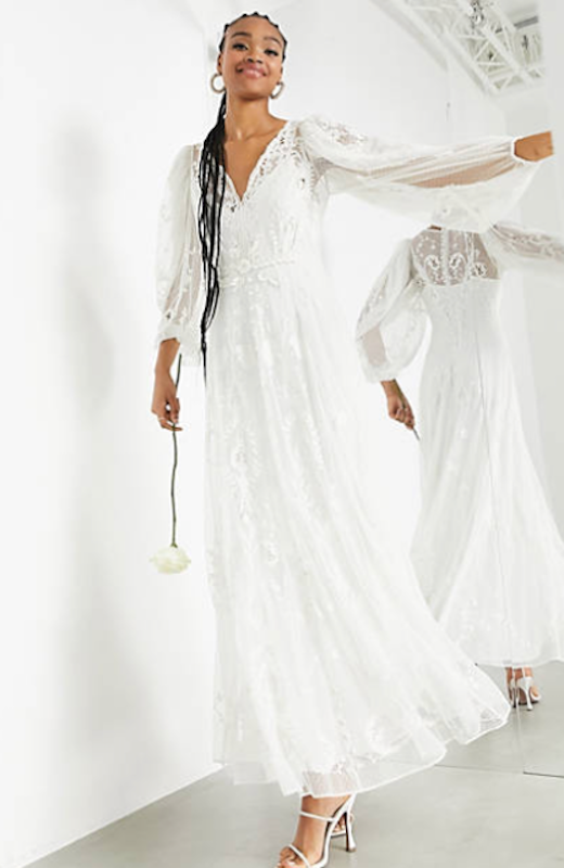 Natalia Embroidered Dobby Maxi Wedding Dress 1