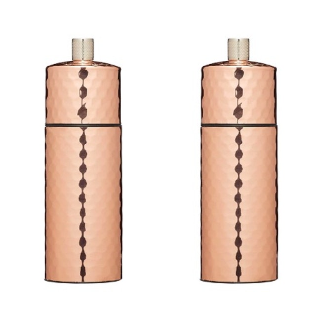 7. KitchenCraft Masterclass Hammered Copper Salt and Pepper Mill Set 1