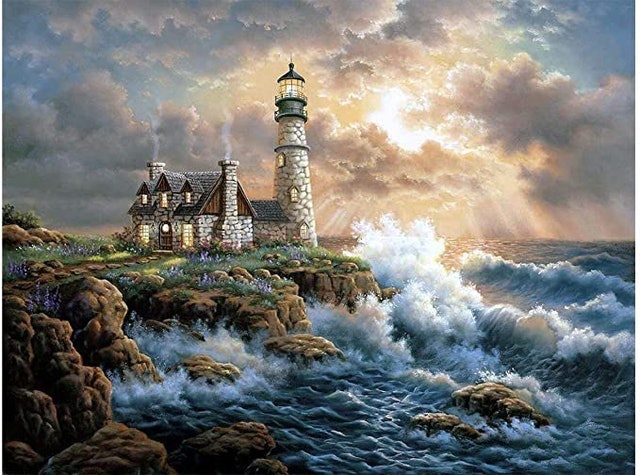 DIY Lighthouse Paint by Number Kit for Adults 1