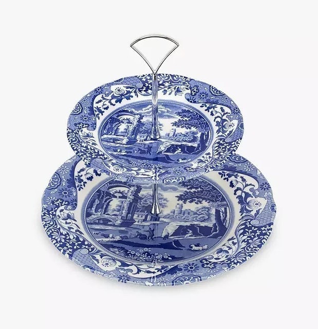 Blue Italian 2-Tier Cake Stand 3